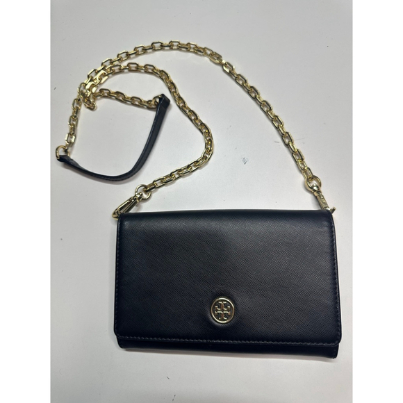 Tory Burch Handbags - Women's Tory Burch Black Wallet with Gold Chain One Size